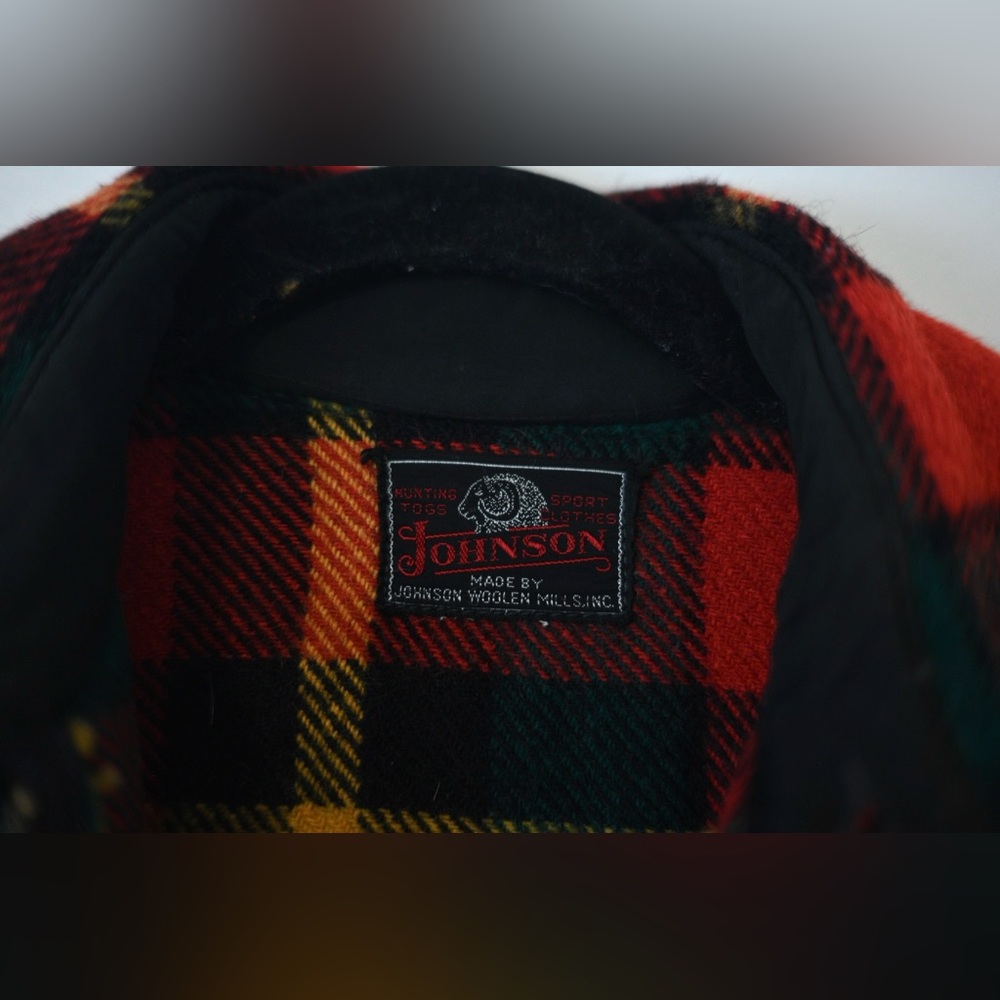 VTG Johnson Woolen Mills Jacket Mens M 60s Tartan Plaid Hunting Mackinaw Wool - Picture 2 of 16